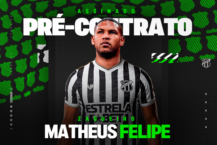 Contratação: Zagueiro Matheus Felipe acerta pré-contrato com o Ceará para 2024