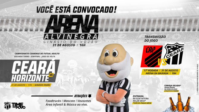 Ceará x Athletico/PR terá transmissão especial neste sábado 