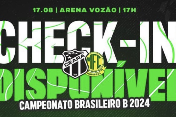 Check-ins liberados para a partida do Vozão diante do Mirassol/SP pela 21ª rodada do Brasileirão