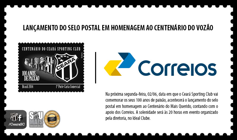 Correios lança selo postal em homenagem ao Centenário do Ceará Sporting Club