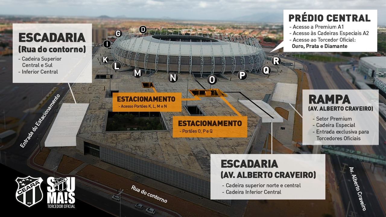 Ceará x CRB: Confira mapa de acessos da Arena Castelão