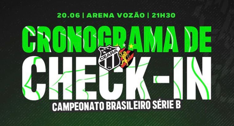 Sócio Vozão: Check-ins liberados para o confronto diante do Sport/PE pela 11ª rodada do Campeonato Brasileiro