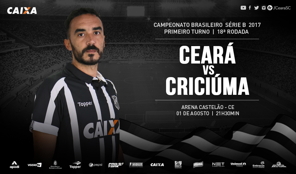 Em confronto direto da Série B, Ceará recebe o Criciúma na Arena Castelão