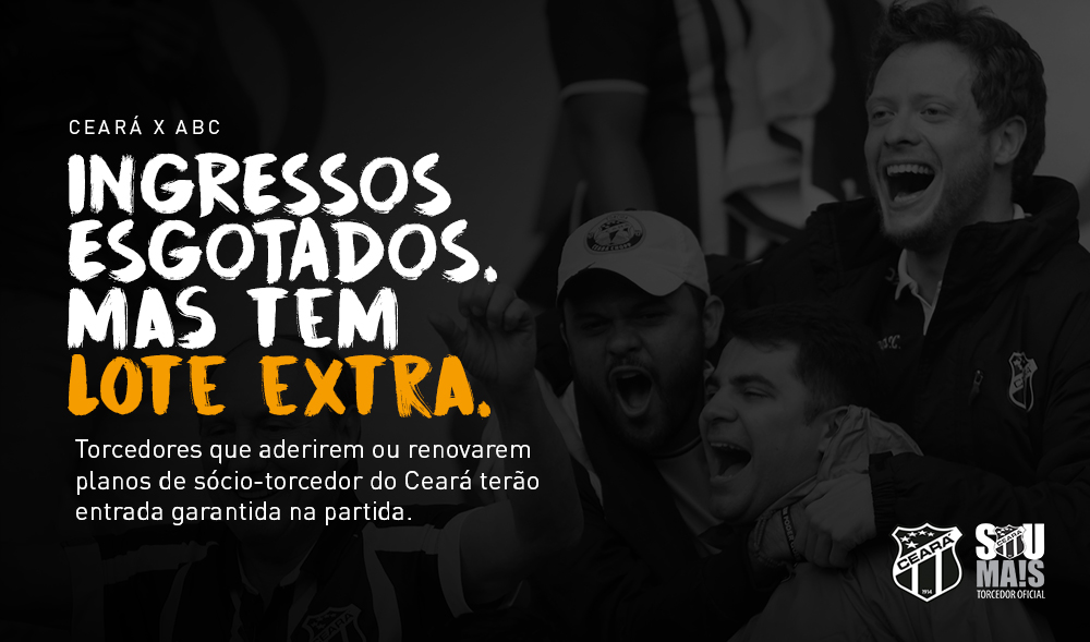 Com ingressos esgotados para Ceará x ABC, torcedor pode garantir entrada com adesão ou renovação ao sócio-torcedor