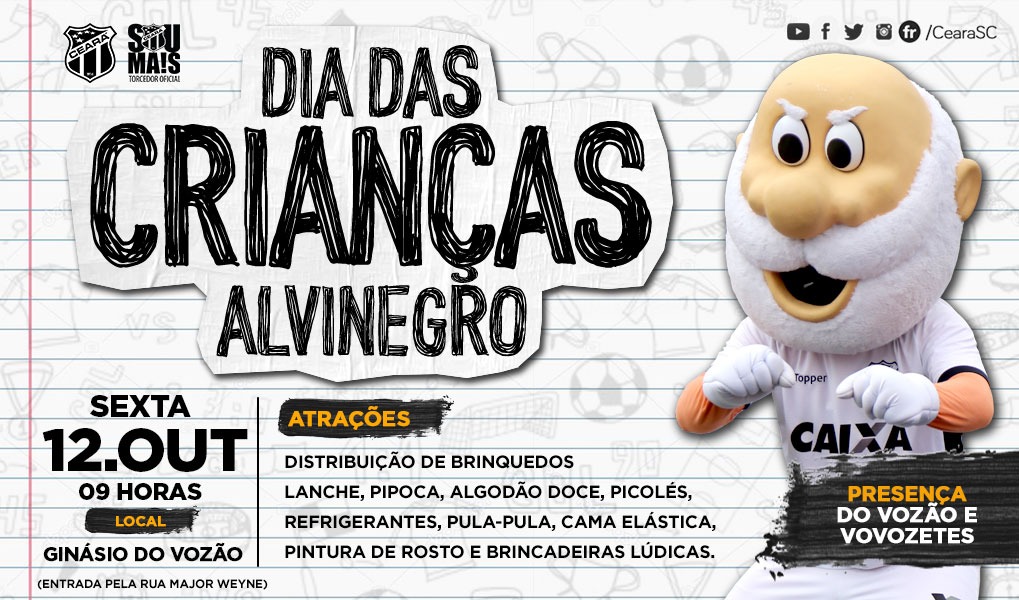 Ceará promove o Dia das Crianças Alvinegro nessa sexta-feira