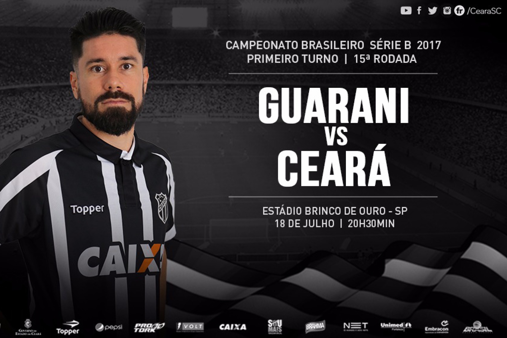 Fora de casa, Ceará enfrenta o Guarani, buscando sequência de vitórias na Série B