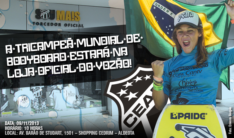 Tricampeã mundial de bodyboard, Isabela Sousa estará na Loja Oficial