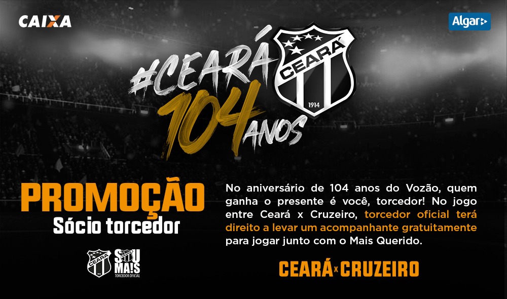 Ceará x Cruzeiro: Sócio terá direito a levar 1 acompanhante para o jogo até às 18 horas