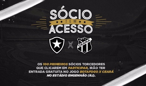 Torcedores Oficiais poderão assistir Botafogo e Ceará de forma gratuita, no Engenhão
