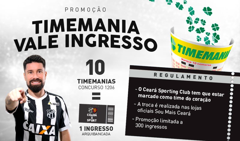 Troque apostas da Timemania por ingressos de Ceará e Sport
