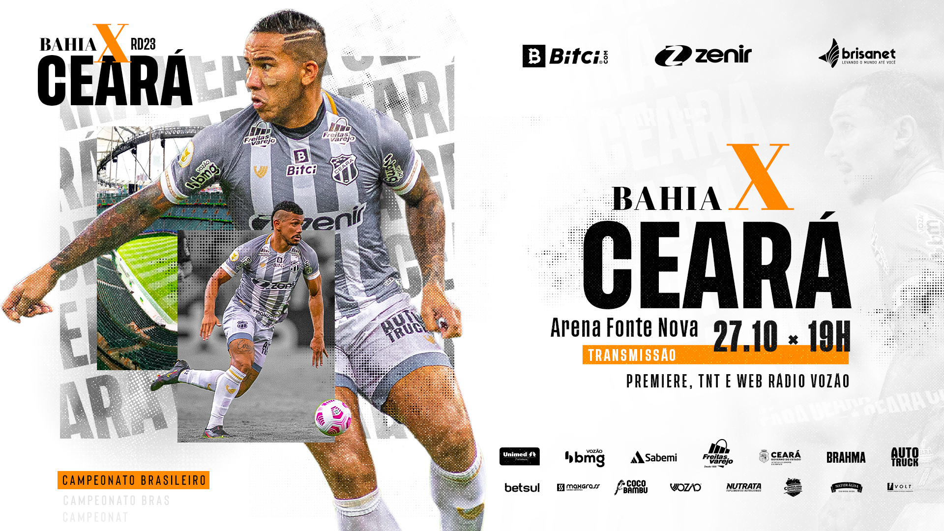 Série A: Em jogo atrasado da 23ª rodada, Ceará encara o Bahia, em Salvador