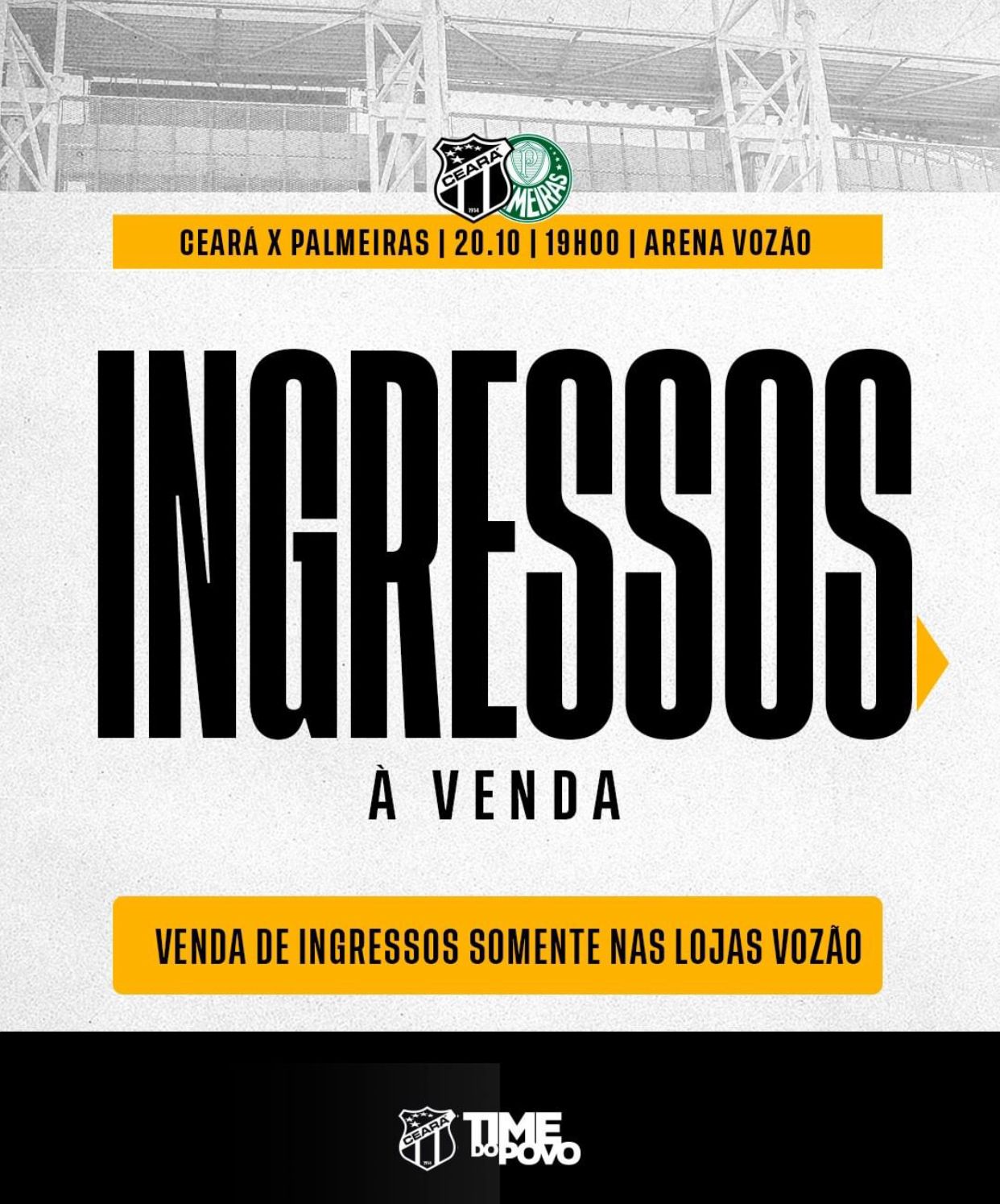 Ceará abre venda de ingressos para Ceará x Palmeiras